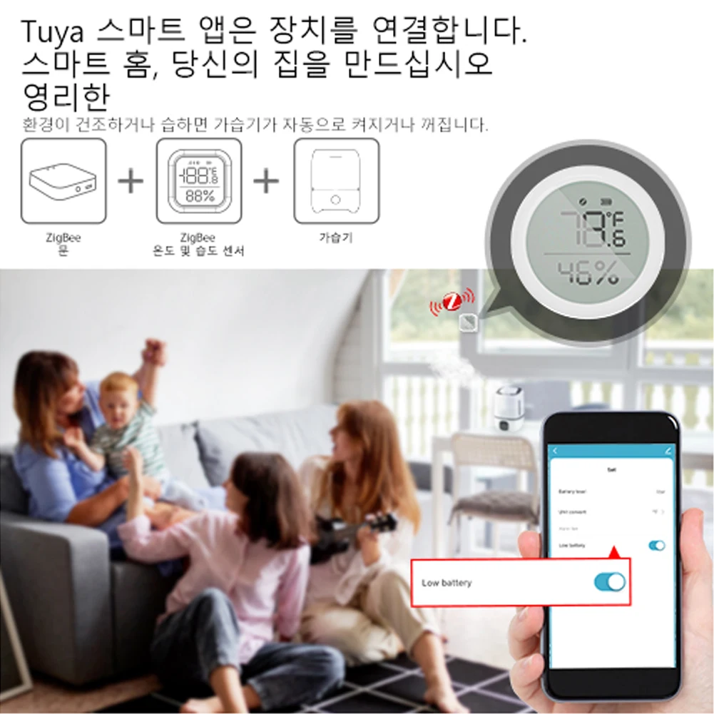 MOES Tuya ZigBee Smart Home Temperature And Humidity Sensor With LED Screen Works With Google Assistant and Tuya Zigbee Hub