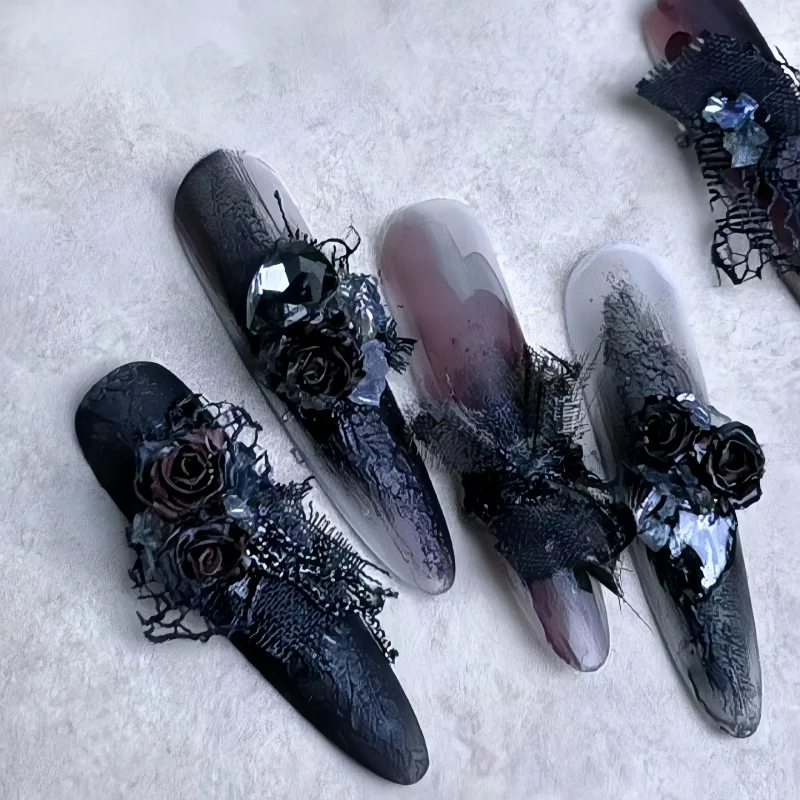 20/50/100PCS/8MM Retro Nail Art Camellia Accessories Dark Three Dimensional Rose Blossoms Nail Accessories Decoration