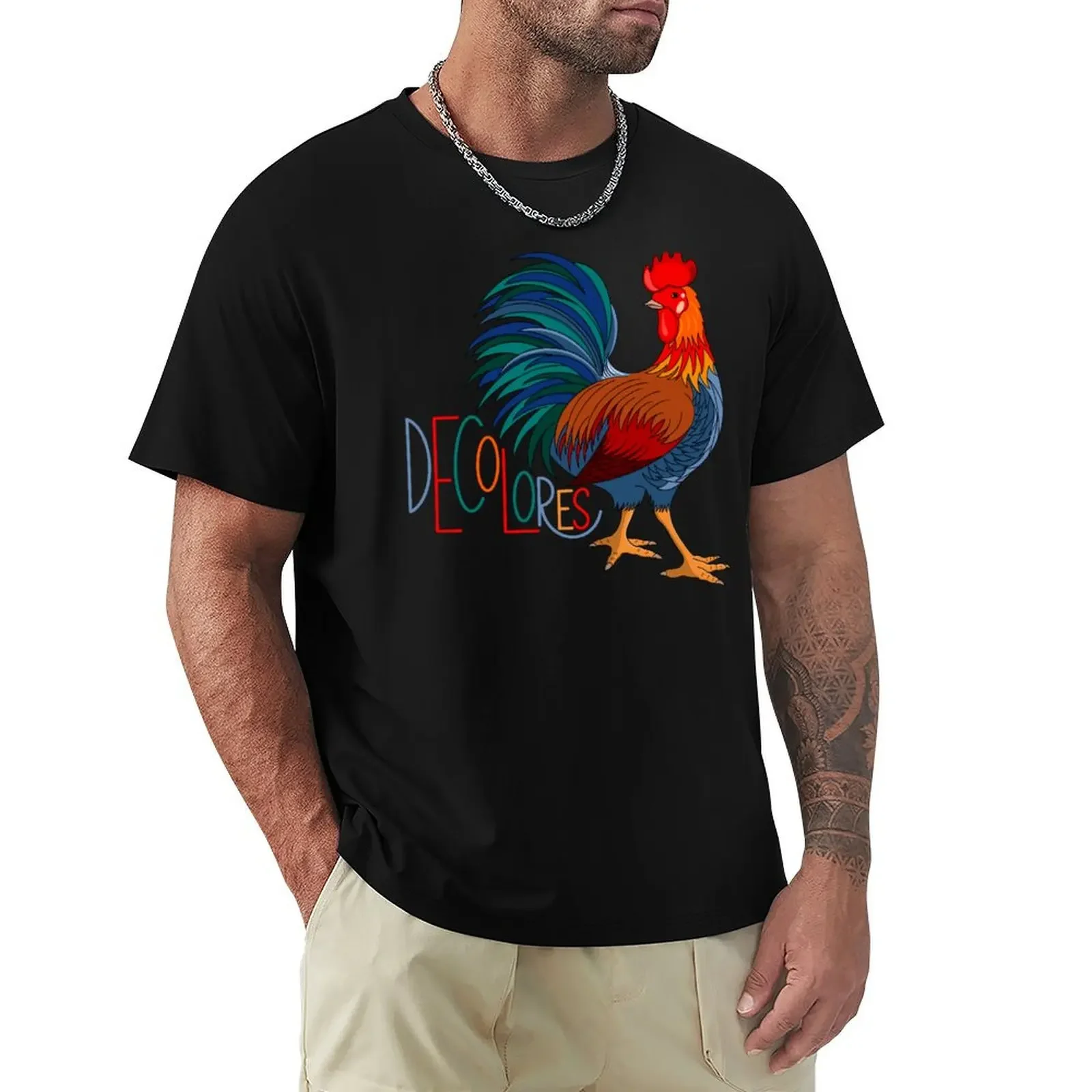 DeColores Cursillo Rooster On Black T-Shirt shirts graphic shirts graphic tees mens t shirts casual stylish