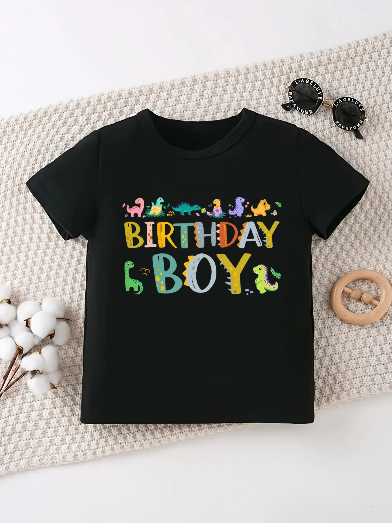 Dinosaurs Birthday Boy Printed T Shirt Boys The Best Birthday Gift T-Shirt Summer Short Sleeve T-Shirt Kawaii Kids Clothes