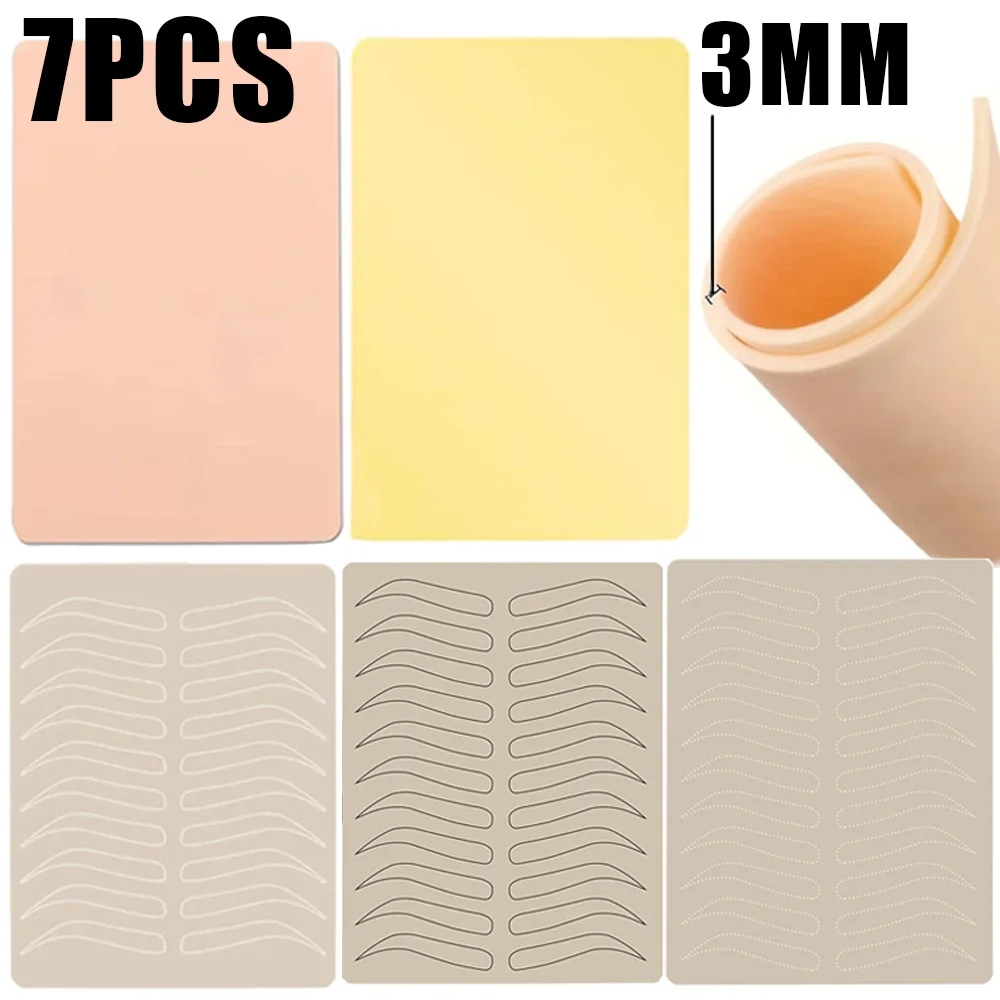 

7pcs 3/1mm Tattoo Practice Skin Double Side Big Blank Tattoo Fake Skin Tattoo Beginner Training Permanent Makeup Tattoo Skins