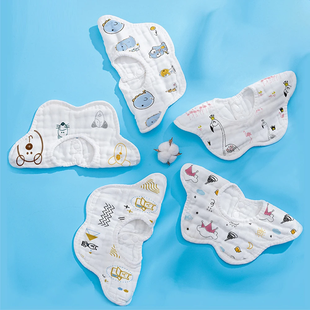 5pcs Feeding Apron Baby Bibs 360 Degree Rotation Gauze Muslin Baby Kids Bandana Burp Cloth Newborn Infant Saliva Towel