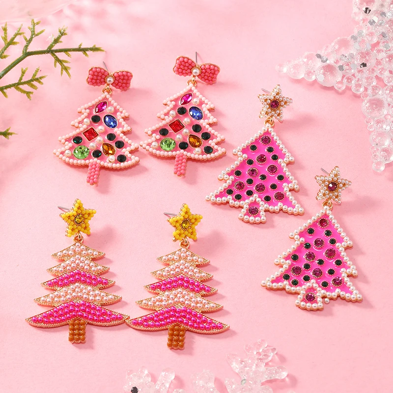 New Fashion Star Christmas Tree Earrings for Women with Advanced Design, Light Luxury Earrings, European and American Fashion Br