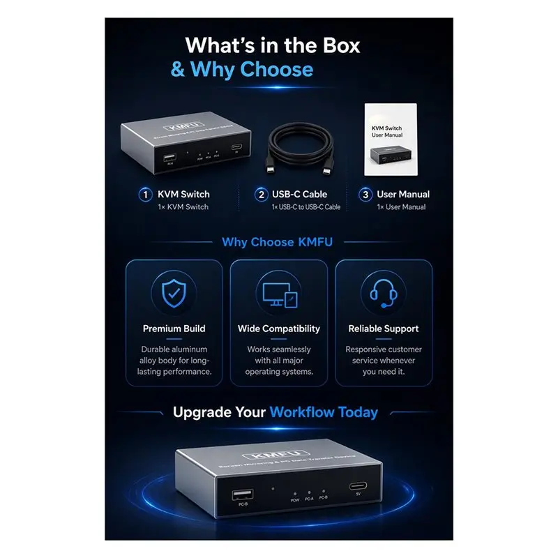 Efficientt-For Computer Compatible USB Data Transfer And Sharing Device High-Speed Keyboard And Mouse Transmission Screen