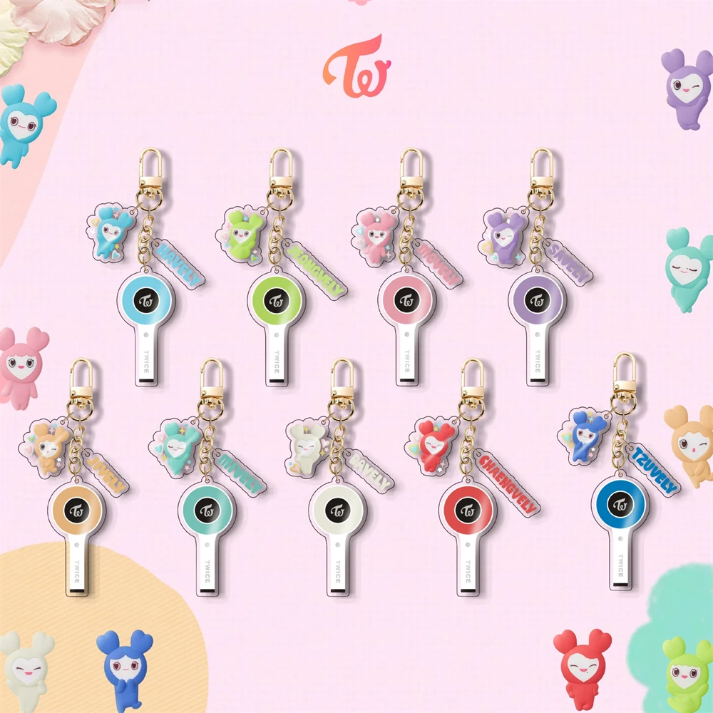 KPOP TWICE Light Stick мультяшный акриловый брелок-подвеска милый двусторонний брелок для ключей сумка аксессуары NAYEON Sana Mina Tzuyu подарок фанатам