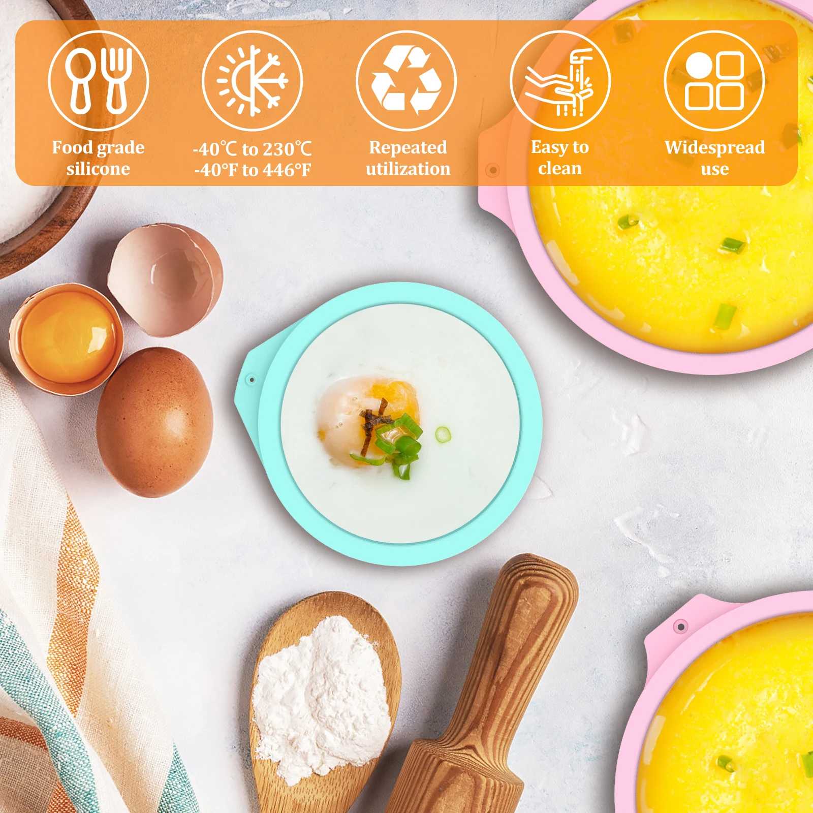 8pcs Nonstick Air Fryer Egg Mold Temperature Resistant Silicone Egg Poacher Cup Dishwasher Safe Multifunctional Egg Poaching Cup