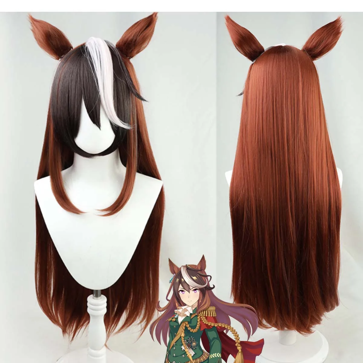 

Аниме-вечеринка на Хэллоуин: парик Symboli Rudolf Emperor из Uma Musume: Pretty Derby с коричневыми волосами и ушками