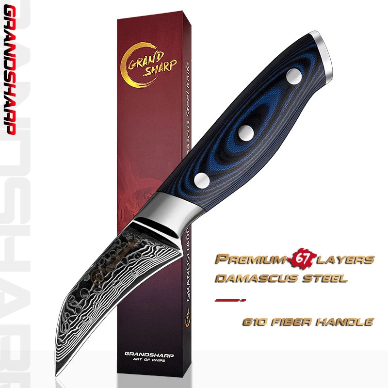 Grandsharp 3,5 Zoll Professionelle Schäl Messer AUS-10 Japanischen 67 Schichten Damaskus Stahl Peeling Obst Küche Messer G10 Griff
