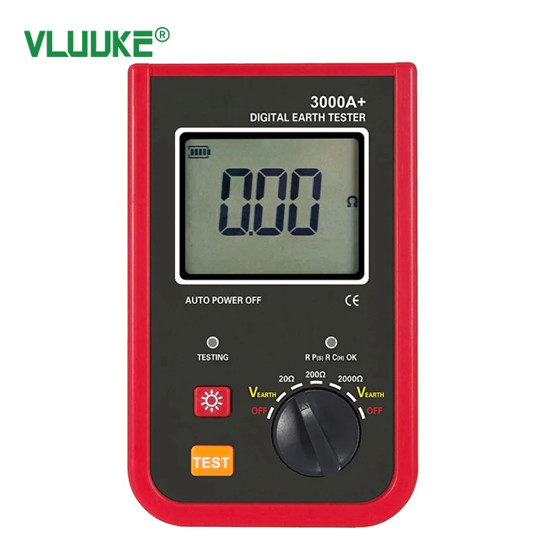 VLUUKE VKCR3000A+ Digital Earth Resistance Tester Digital Only Display High Accuracy 0.2 5A Current Range 32mm Clamp Size