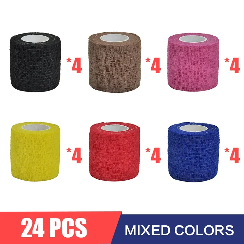 

6/12/24 шт., 6-цветный спортивный самоклеящийся эластичный бинт, эластопласт для колена, лодыжки, ладони, плеча