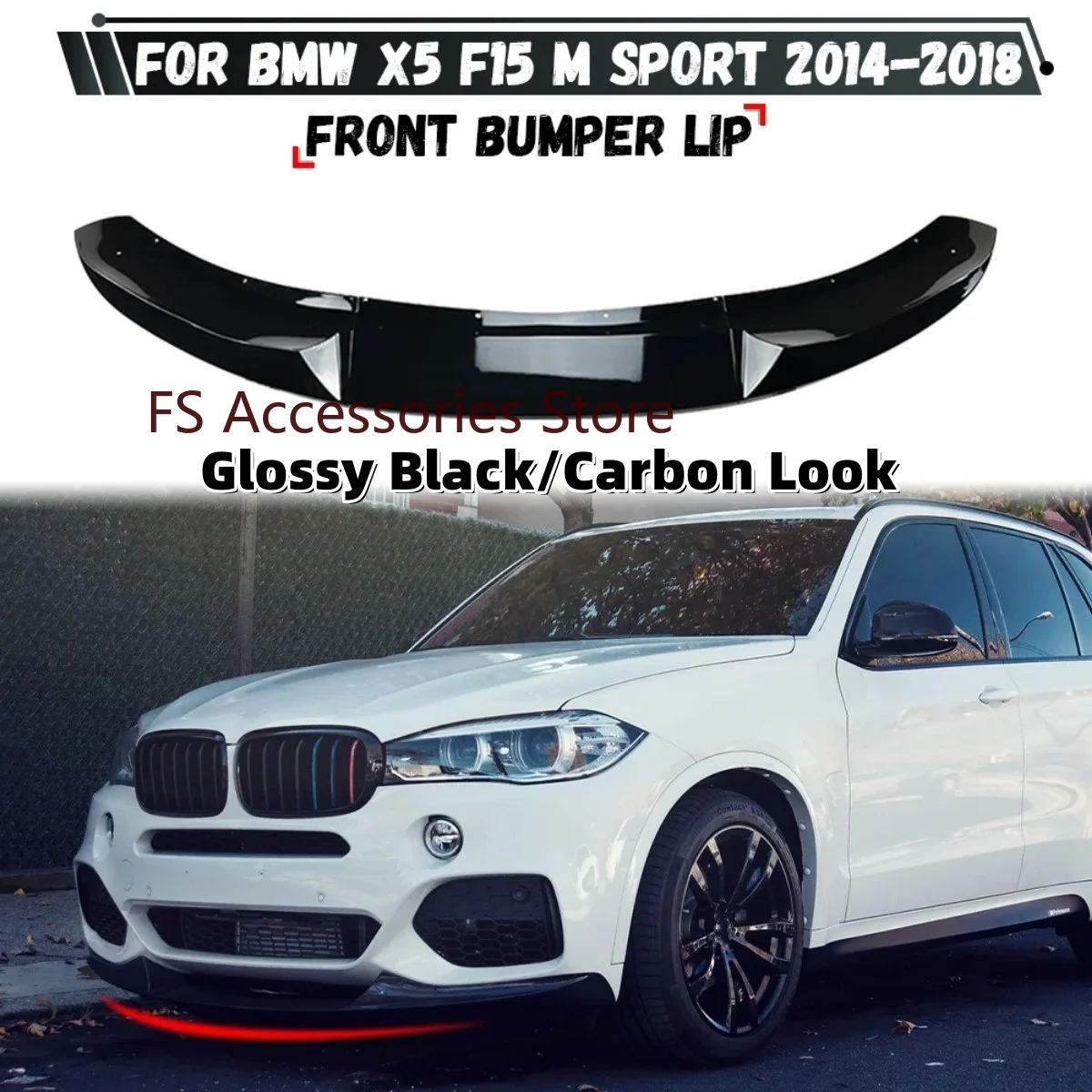 

For BMW X5 F15 M Sport MP 2014 2015 2016 2017 2018 Front Bumper Lip Spoiler Splitter By Glossy Black Canards Diffuser Body Kit
