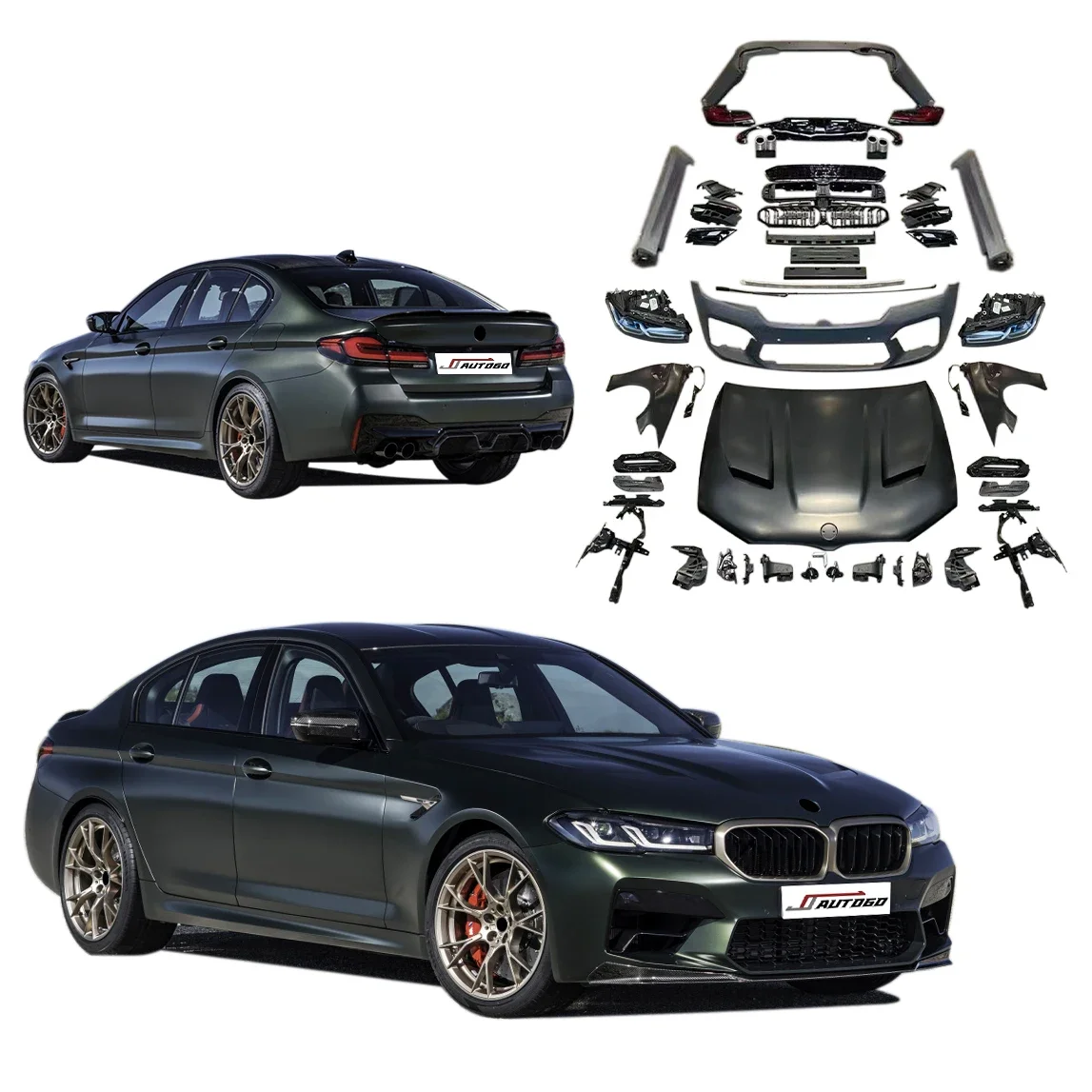 

Auto Facelift Refit Body Kit For BMW 5 Series F10 2010-2017 upgrade to Racing M5CS G30 Style Front+Rear Bumper assembly Skirt