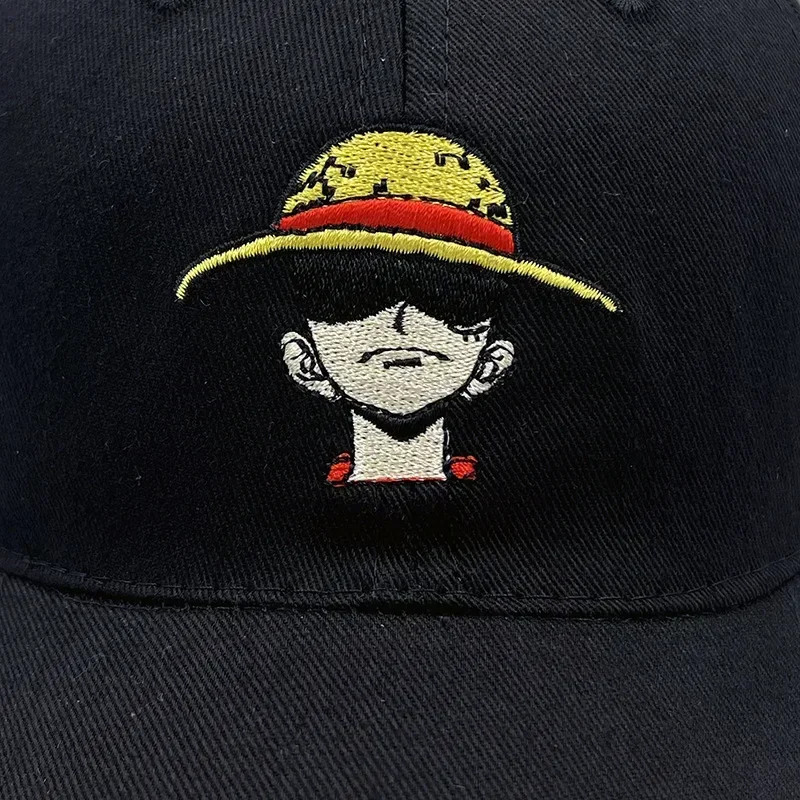 Japanese Anime One Piece Luffy Straw Hat Baseball Hat Pirate Embroidered Cartoon Men\'s and Women\'s Sunshade Hat Hip Hop