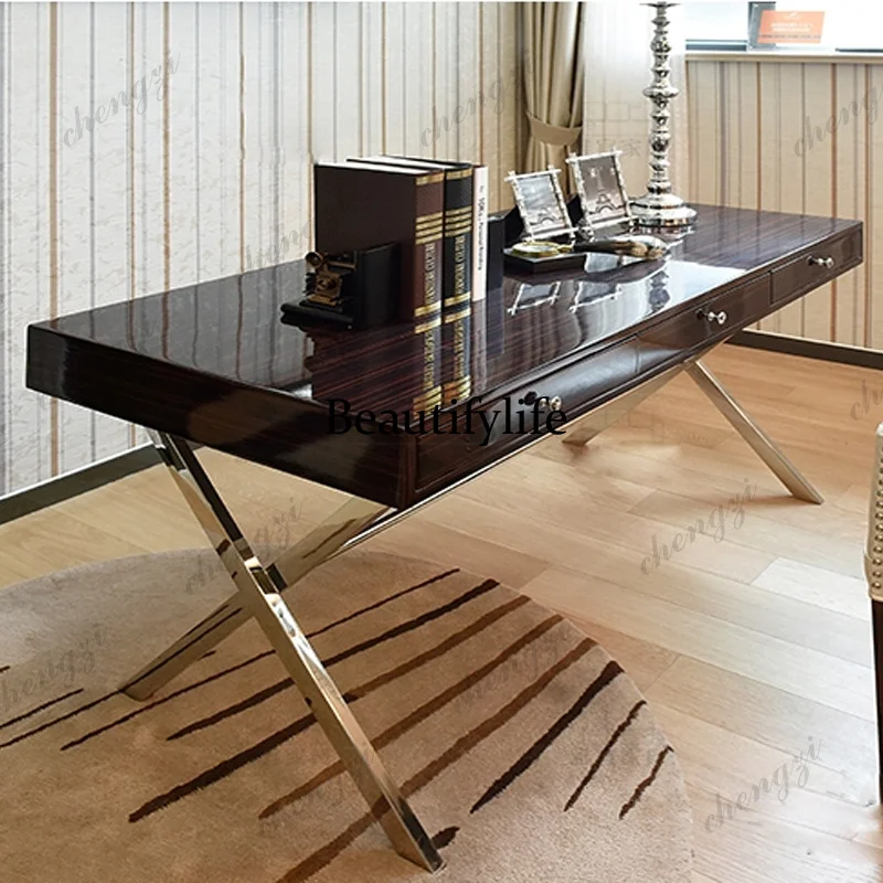 

Elegant Luxury Computer Desks Rectangular Large Drawers Office Gaming Desk Study Bedroom Wooden Mesa Ordenador Office Furniture