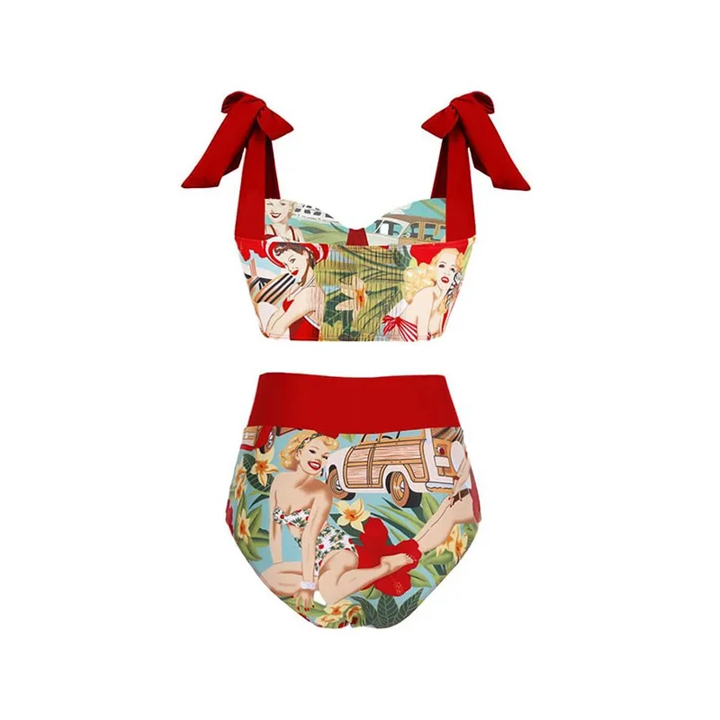 Costume da bagno intero da donna costume da bagno intero con stampa costumi da bagno donna con fiocco costume da bagno Beachwear costume da bagno