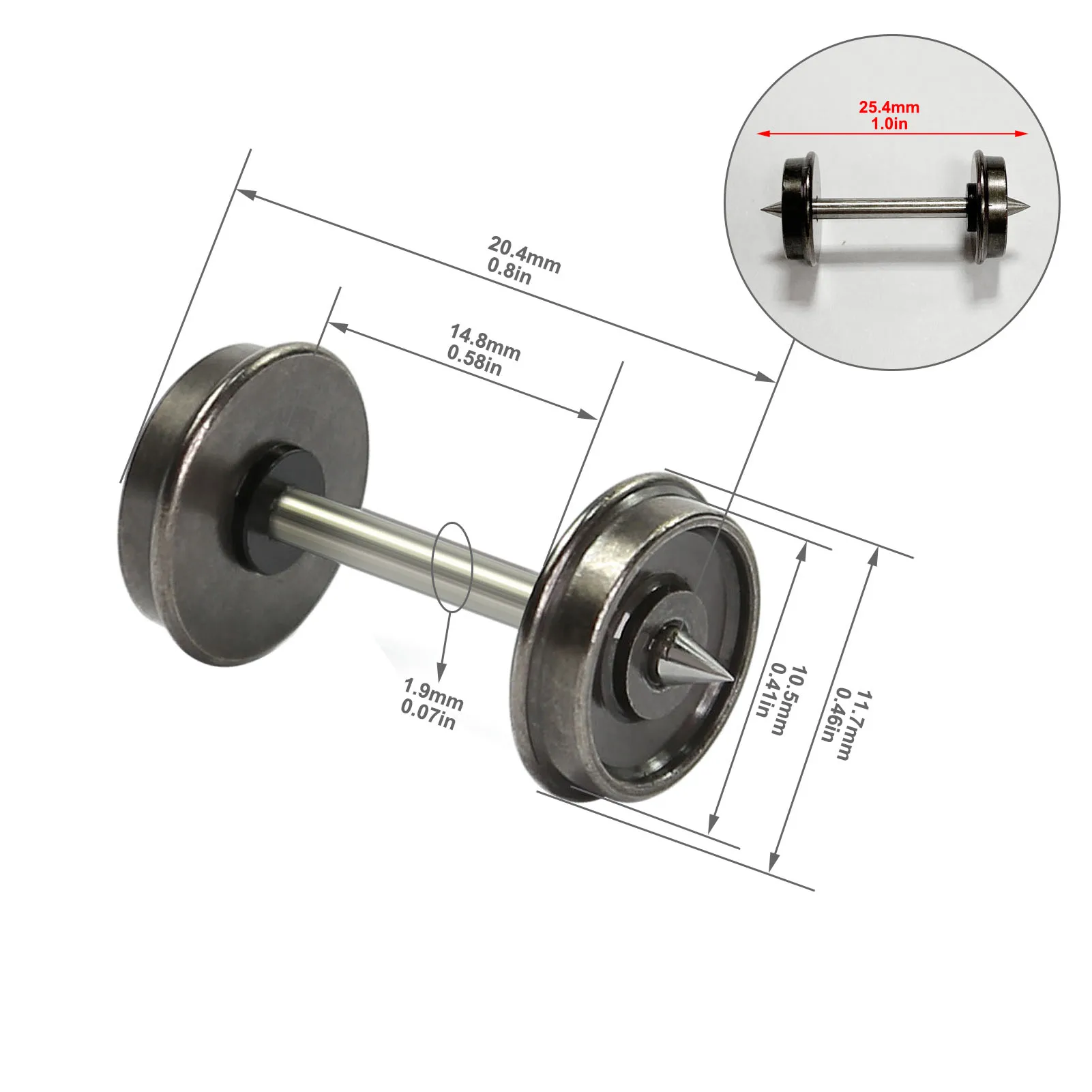 Evemodel 12pcs HO Scale 1:87 36 \'\'ruote in metallo DC per modellini di treni DC Wheelset C8721