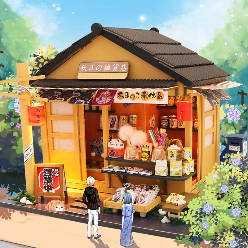 Diy Dollhouse Sushi Restaurant Wooden Doll House Kit Making And Assembling Room Models Toys For Kid Birthday Gifts Smart puzzle