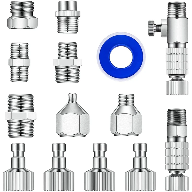 14Pcs Airbrush Adapter Set, Airbrush Quick Release Disconnect Couplers, Airbrush Adapter Kit Fitting Connector Kit