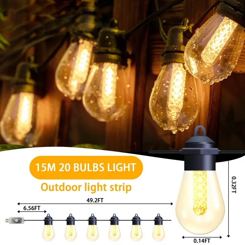 Marquee S14 Outdoor Solar Waterproof String Camping String Ambient with Garden Remote Control String