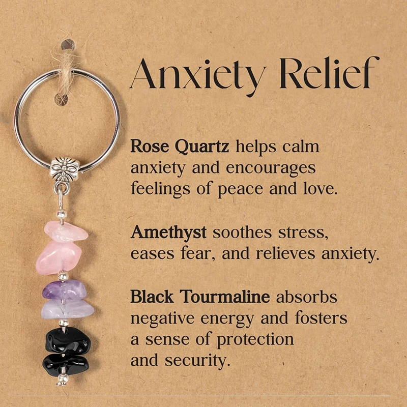 بلورات طبيعية المفاتيح هدية للمبتدئين الجديدة أحجار الشفاء الصغيرة المفاتيح لتخفيف القلق بلورات شفاء #1