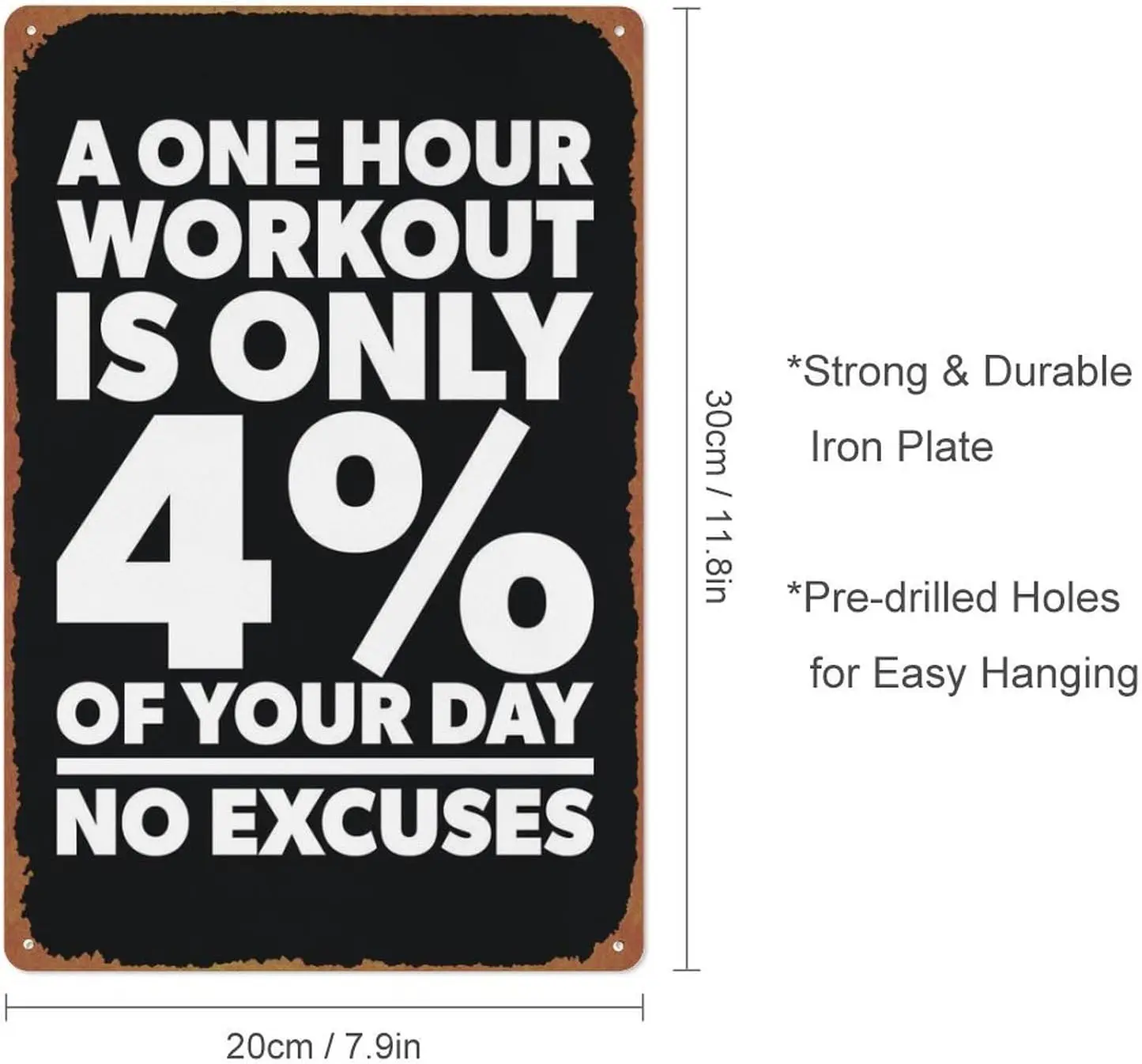 One Hour Workout Metal Tin Sign 8 x 12 in Gym Motivation Vintage Poster Man Cave Decorative