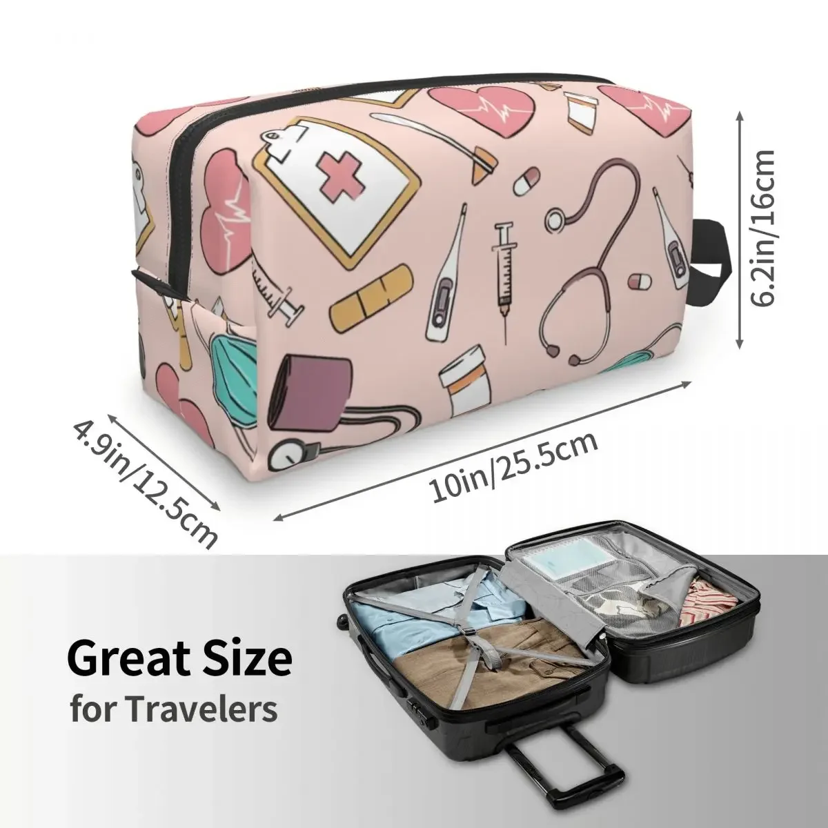 Custom Travel Funny Nurse Toiletry Bag Portable Nursing Makeup Cosmetic Organizer Women Beauty Storage Dopp Kit Box