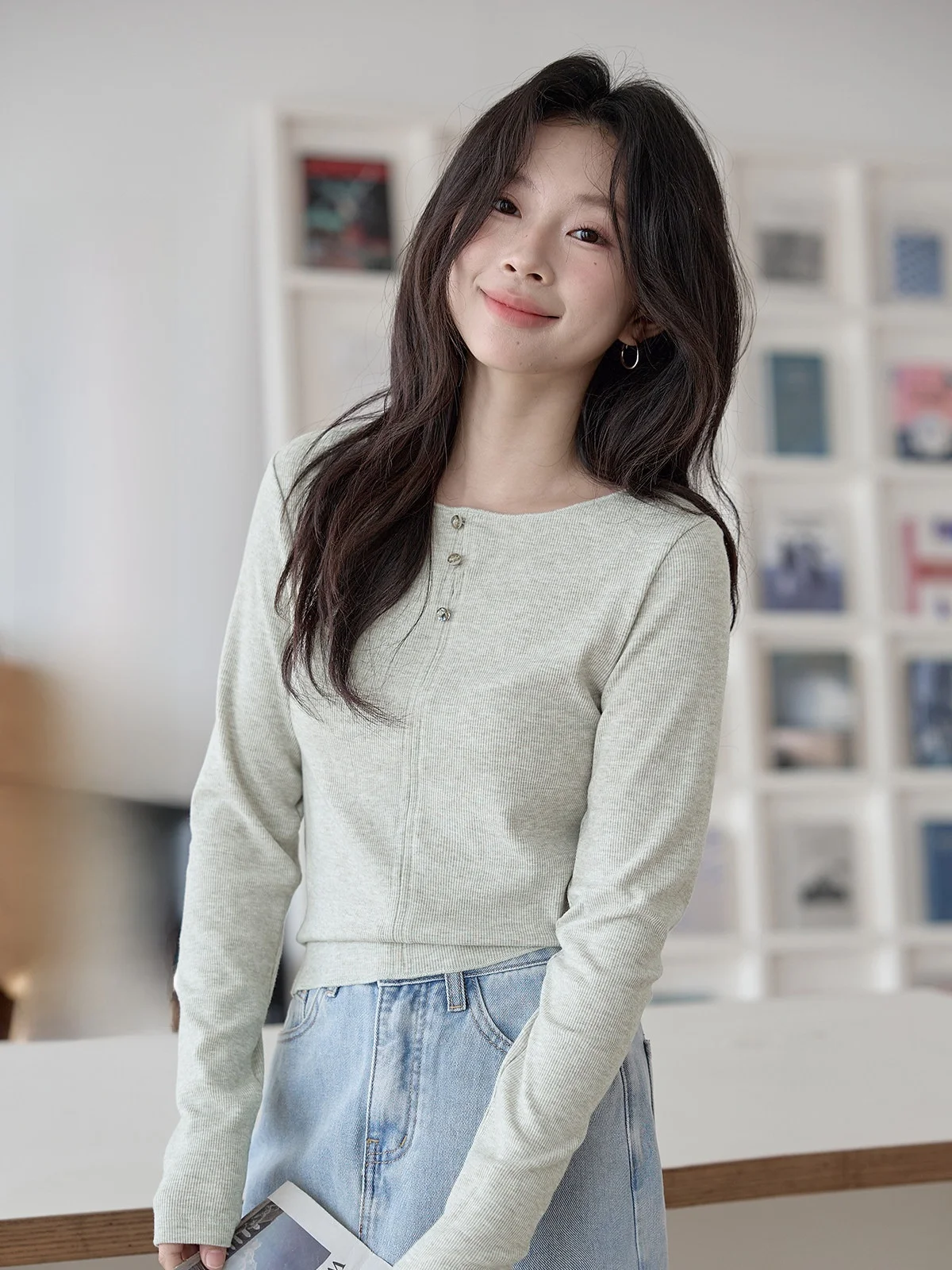 

HuiXi Women's Slim Fit Knitwear round Ne Two-Way Wear Commute Sle Korean Version Spring 2026 New Arrival