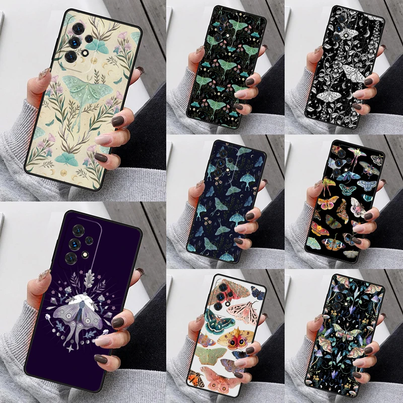 Forest Magical Moth Thistle Phone Case For Samsung Galaxy S23 S21 S20 FE S24 S22 Ultra Note20 S10 S9 S8 Plus A40 A52 A12 A13 A53