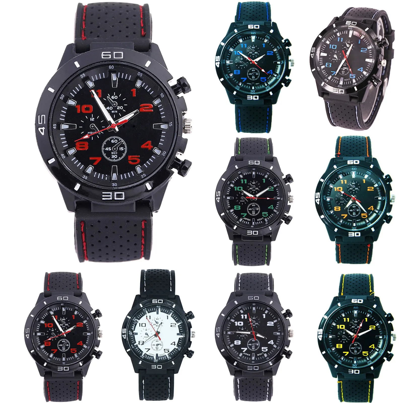 Man Watch Quartz Watch Men Military Watch Sports Watch Silicone Strap Sports Watch Masculino High Quality Big Dial