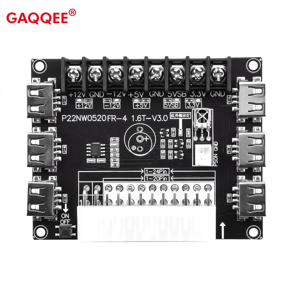 24 pinów zasilacz tabliczka zaciskowa zestawów akrylowa skrzynka USB do ładowania komputera płytka przyłączeniowa moduł zasilania 12V -12V 5V 5VSB