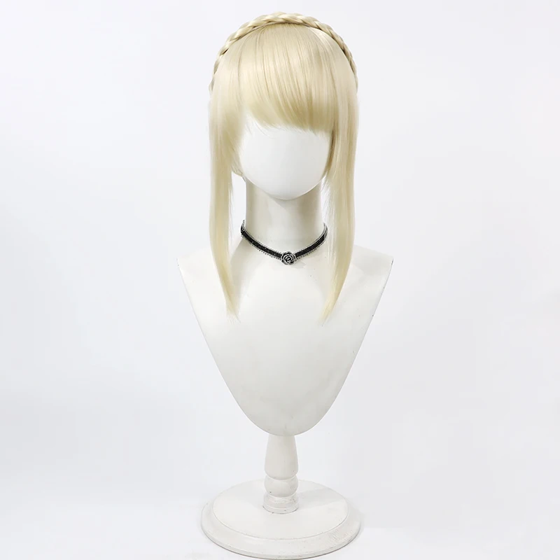 Game Elden Leida Cosplay Wig Light Yellow Split Hairband Hairstyled Heat Resistant Synthetic Hair FFXIV Wigs + Wig Cap