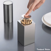 1pc Stainless Steel Toothpick Holder - Automatic Pop-Up, Press-to-Open Dispenser for Kitchen & Dining Room