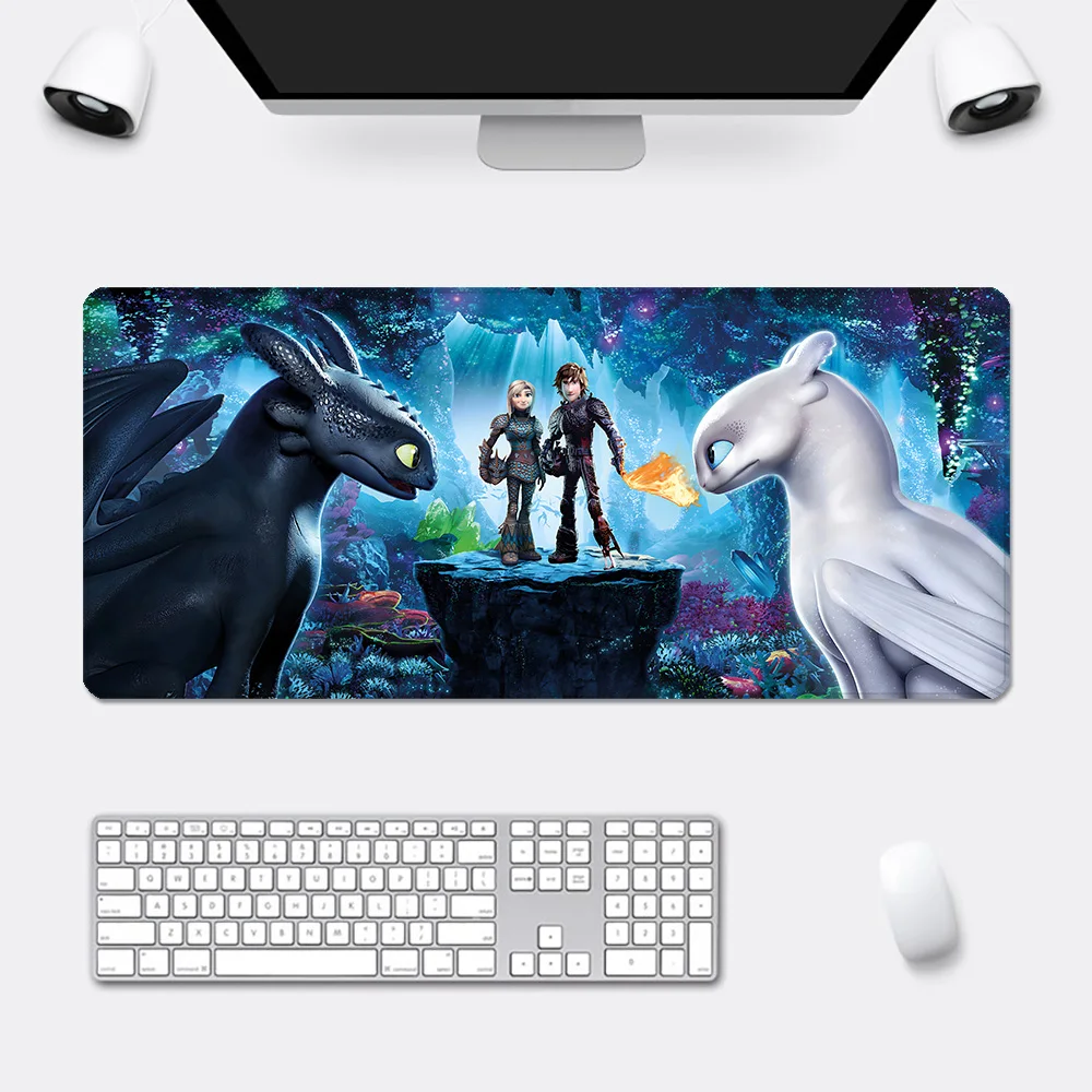 Tapis de souris Anime Train Your Dragon, impression Sub HD, bord de verrouillage, non ald, clavier PC, tapis de bureau, joueur d'ordinateur, XXL, 90x40cm