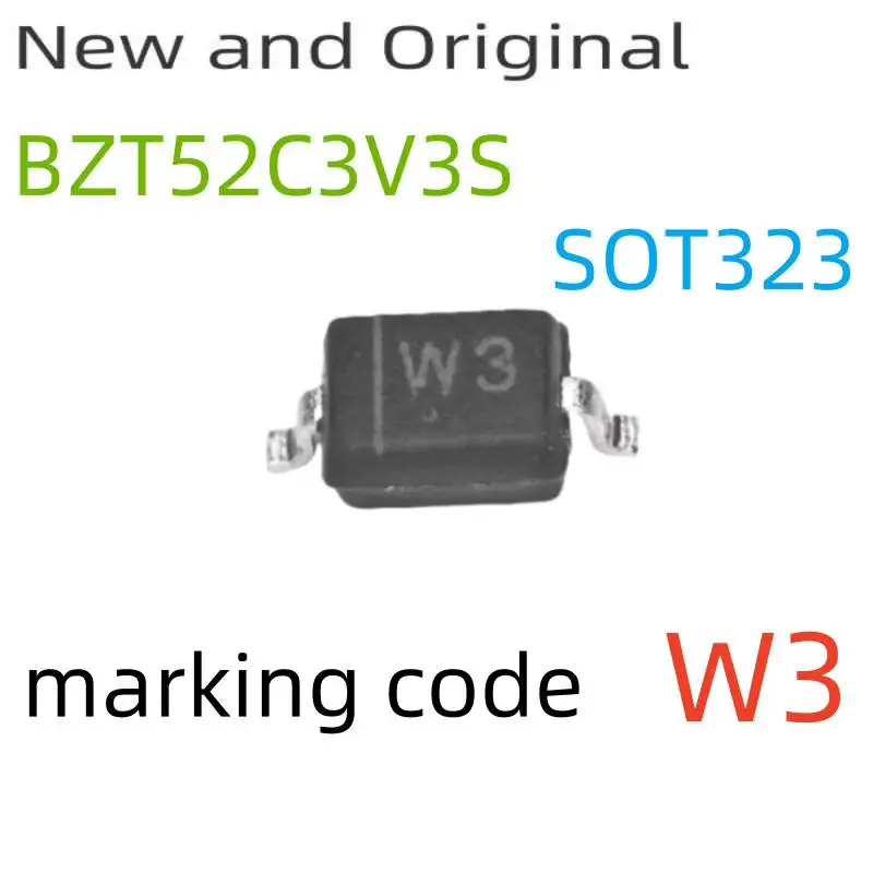 

BZT52C3V3S SOD-323 3.3V 5mA SURFACE MOUNT ZENER DIODE marking code W3