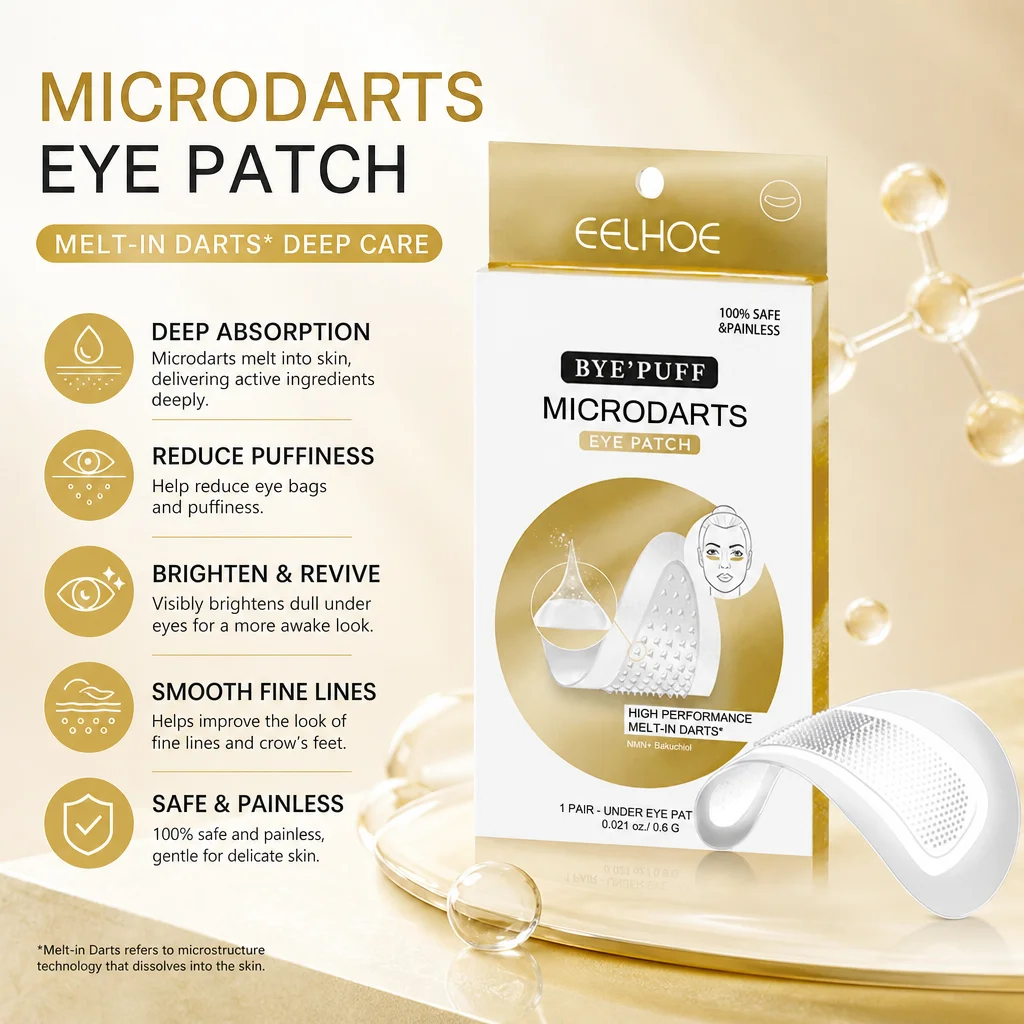 Hyaluronic Acid 0.25mm Microneedle Under Eye Patches Eliminate Dark Circles Eye Puffiness Reduce Fine Lines Brighten Firm Skin