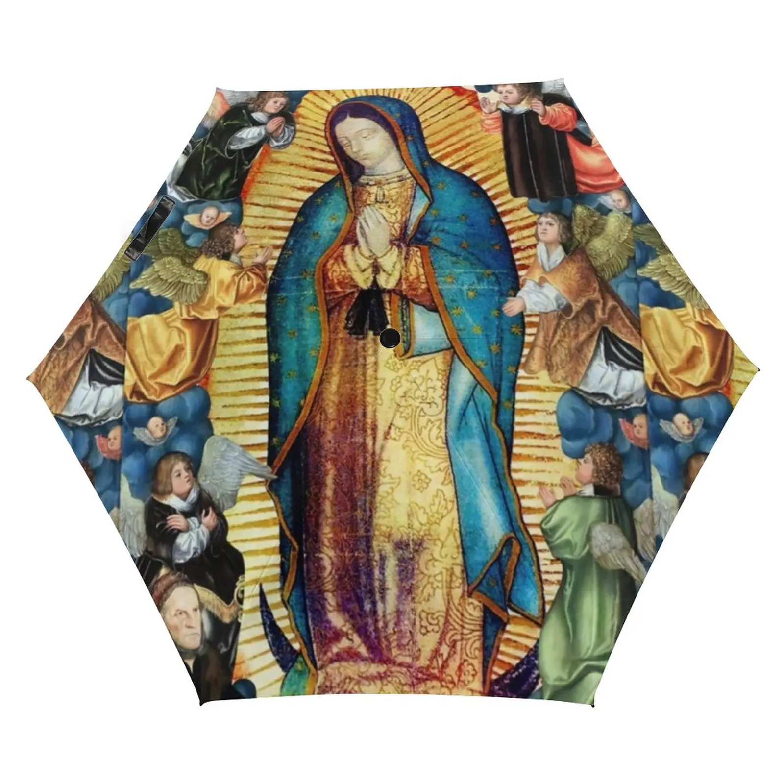 Our Lady of Guadalupe Pocket Umbrella Virgin Mary Umbrella UV Protection 3 Fold Non Automatic Umbrellas for Male Female