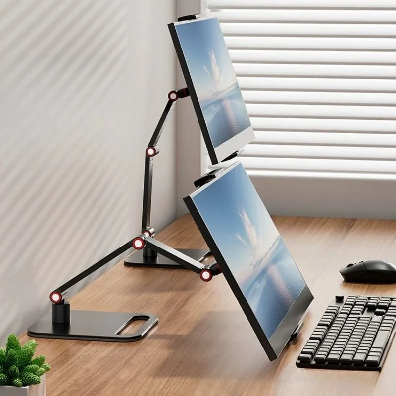 Rotating Portable Desk Holder Monitor Metal Stand VESA Mount Universal 16 Inch Expandable Base Vertical Screen Adjustable Holder