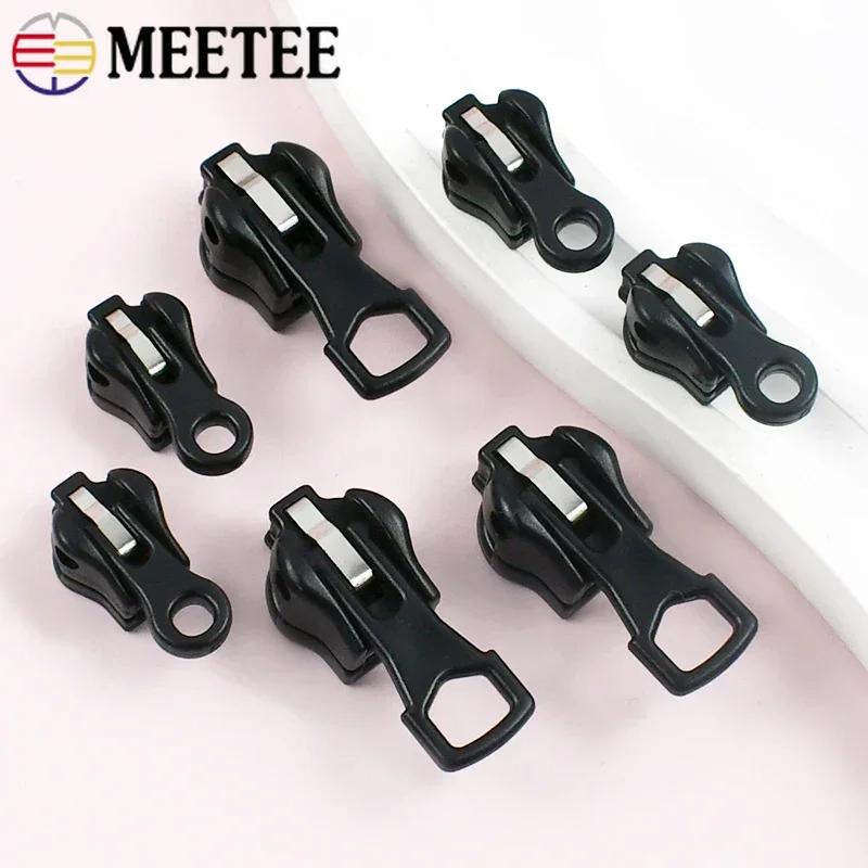 

5/10Pcs Meetee 3# 5# Sliders for Nylon Resin Metal Zippers Tape Bag Zips Head Sewing Zipper Puller Repair Clothes Ziper Closures