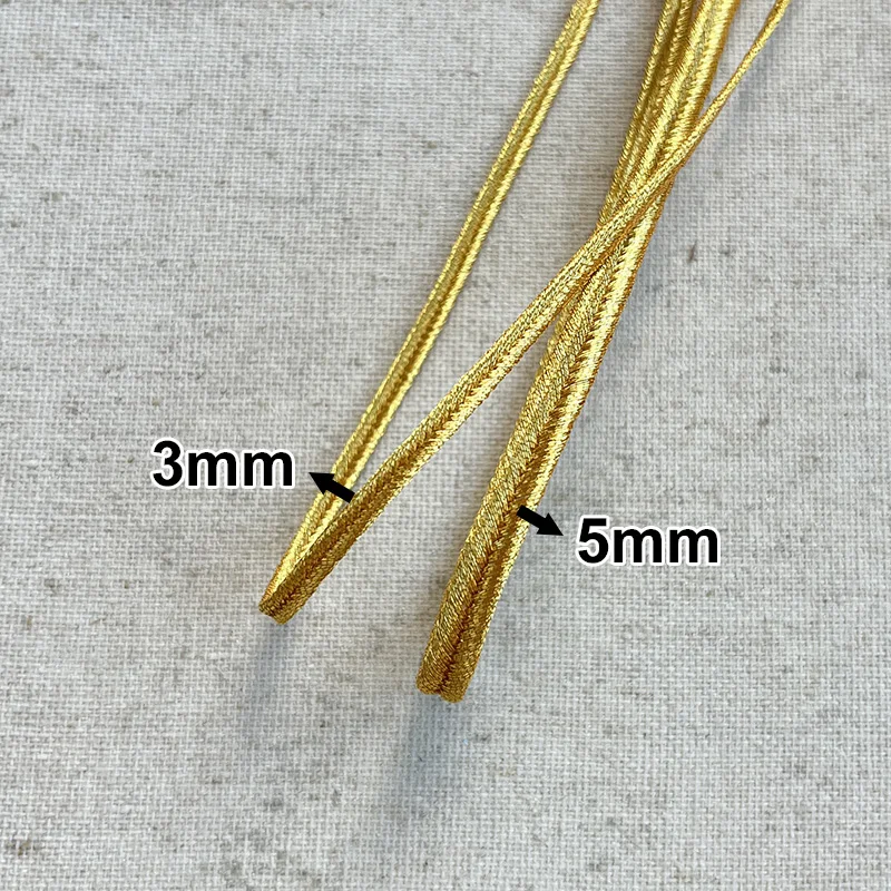 5mm/3mm Gold Silver Clothing Ribbon Snake Belly Strap Thin Rope Herringbone Strap Exquisite Rope Clothing Accessory Strap