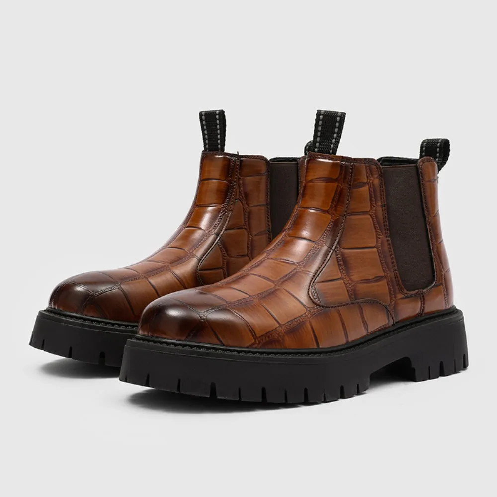 

Thick soled casual men's boots Minimalist British design style Leisure office or business -46 Hot selling fashion leather shoes