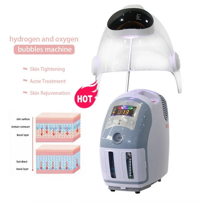 7 colori LED Mask Oxygen Facial Machine Hyperbaric Oxygen Spray Jet idratante ringiovanimento della pelle Anti-invecchiamento macchina per la cura della pelle