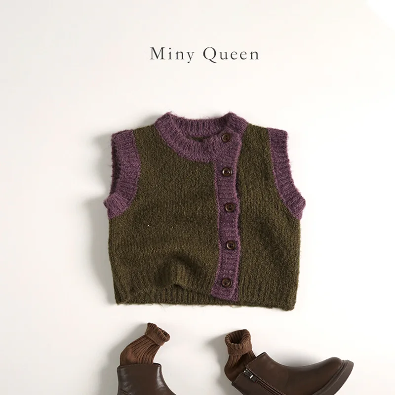 

2025 Spring and Autumn New Children Sleeveless Knitted Vest Cotton Boys Girls Cute Jacket Kids Toddler Casual Sweater Coat