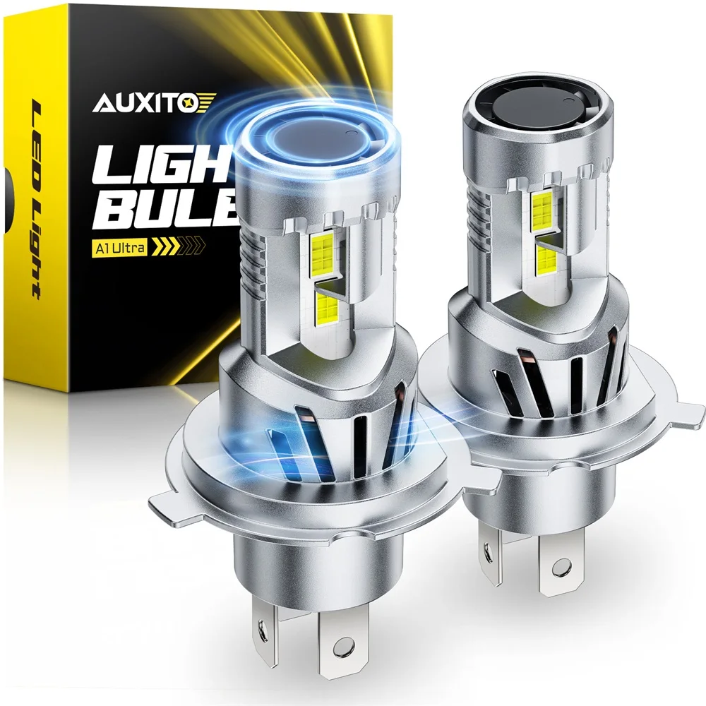 AUXITO 2Pcs Turbo H4 LED Headlight Bulbs CANBUS Error Free 9003 LED Headlamps High Low Beam With Dual Fan 6500K White High Power Super Bright 12V