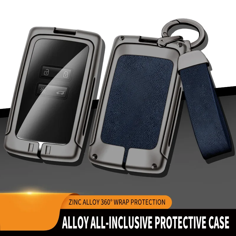 Zinc Alloy Leather Car Key Cover For Renault Koleos Kadjar Captur Megane Talisman Espace Clio Zoe Scenic 4 Arkana Dacia Sandero