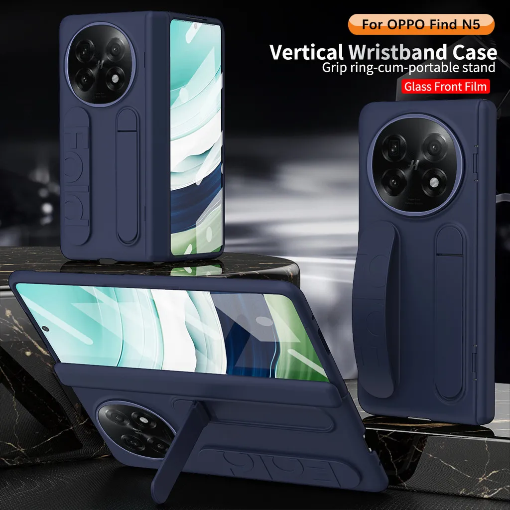 

Magnetic Hinge Phone Case For OPPO Find N5 N 5 Wristband Wrist Strap Stand Front Screen Glass Protection Plastic Cover