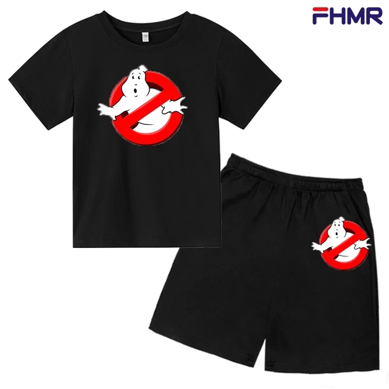 Summer Children T-shirts +shorts Suits Ghostbusters Toddle 2-12 Years Boys Girl Casual Print Short Sleeve cotton Clothes Sets