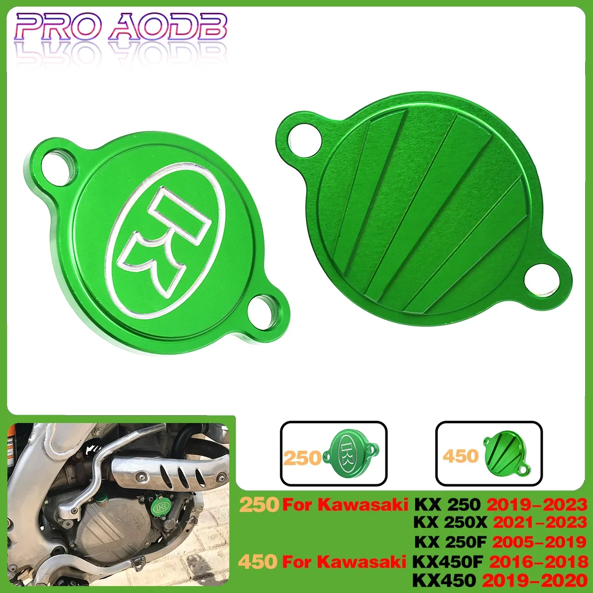 

For Kawasaki Motorcycl KX 250 250X 250F 450F 450 2005-2023 Dirt bike parts CNC Billet Motocross Engine Oil Plug Filter Cover Cap