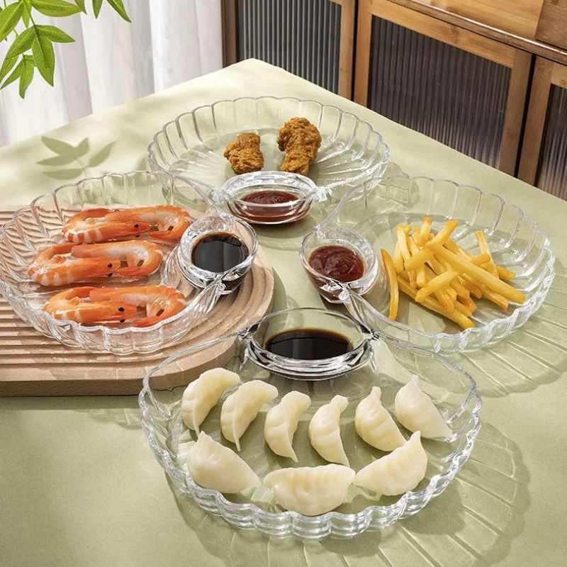 Shell Shaped Dumpling Dish With Dipping Sauce Salad Bowl PP Material Drop Resistant Fruit Dish Fat Reducing And Separating Plate