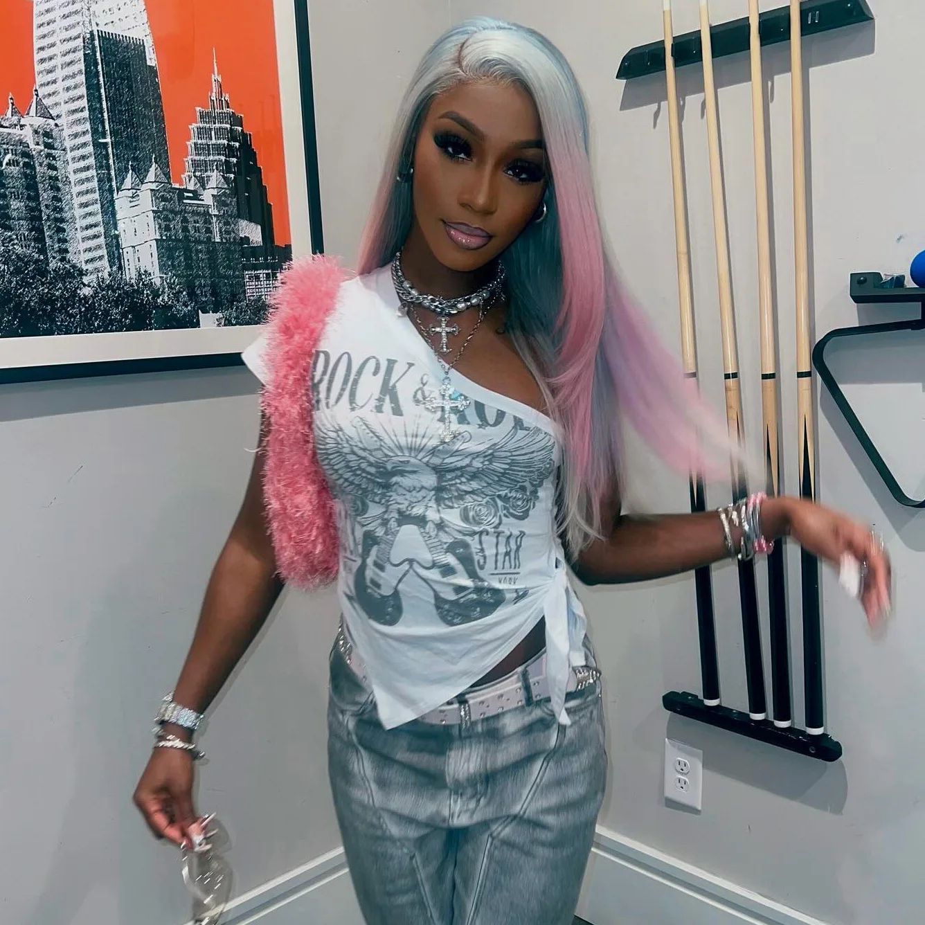 Mulheres ins chique hotsweet bandagem topos camisas senhora impressão assimétrica fora do ombro t feminino boate magro sexy streetwear topos