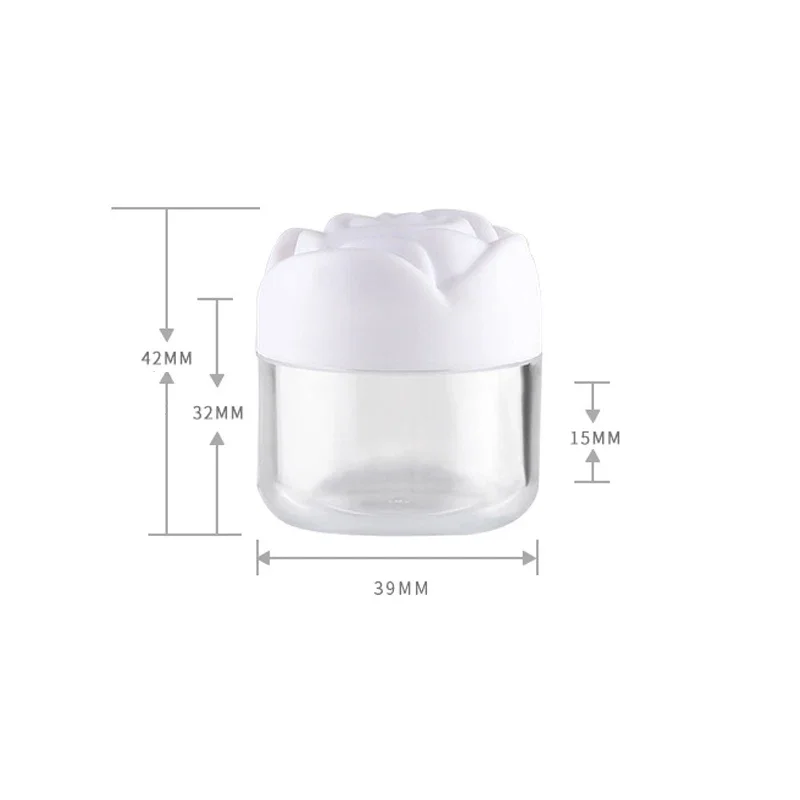 12pçs 20g recipientes de creme cosmético com tampa em forma de rosa, garrafas pequenas recarregáveis, caixas vazias de creme de sombra para os olhos, frasco de plástico